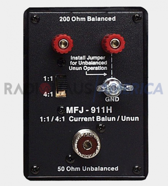 MFJ-911H Ballun / unbal, comutvel, 1: 1 ou 4: 1, 10-160M, 300W